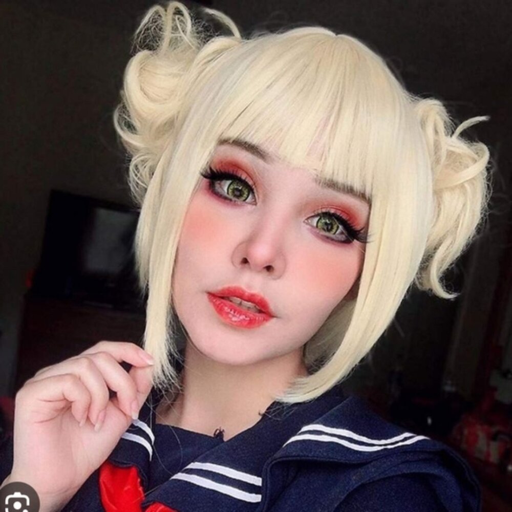 Morvally Short Blonde Himiko Toga BNHA Cosplay Wigs for Women Girls Kids